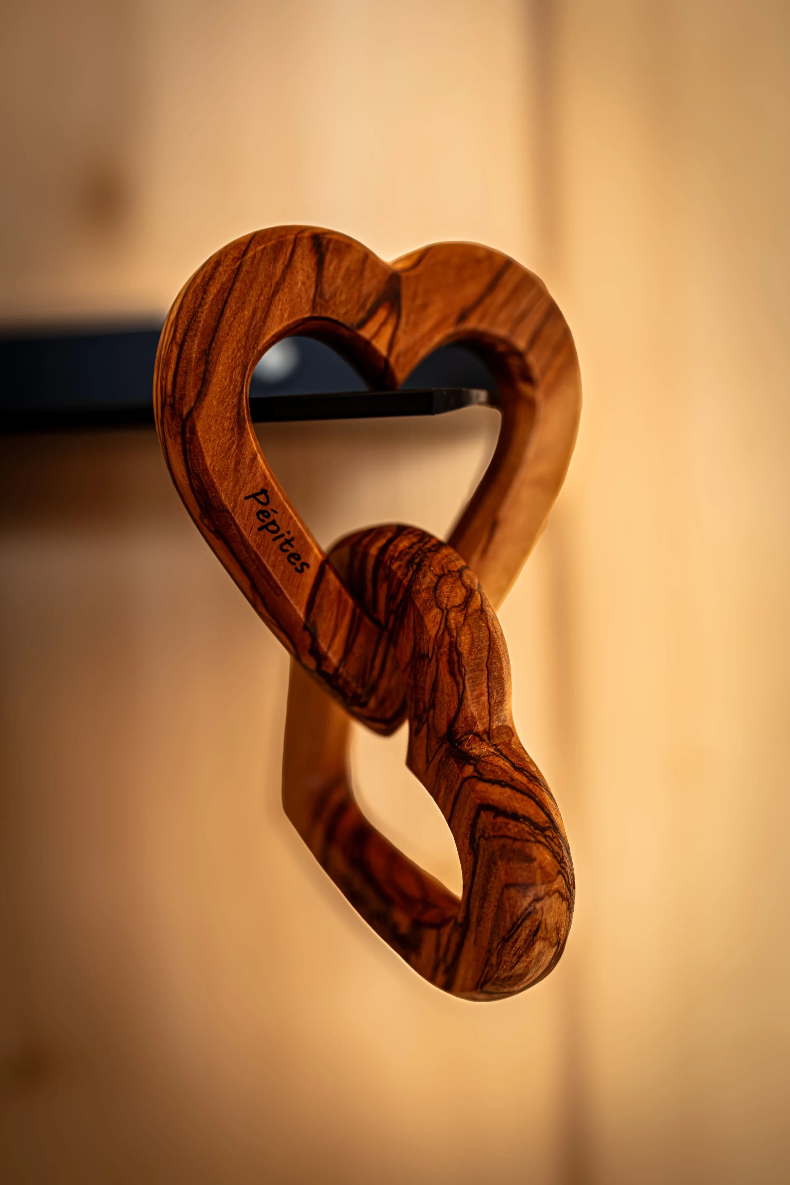 coeur en bois pépite