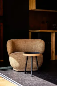 Fauteuil avec table basse en bois